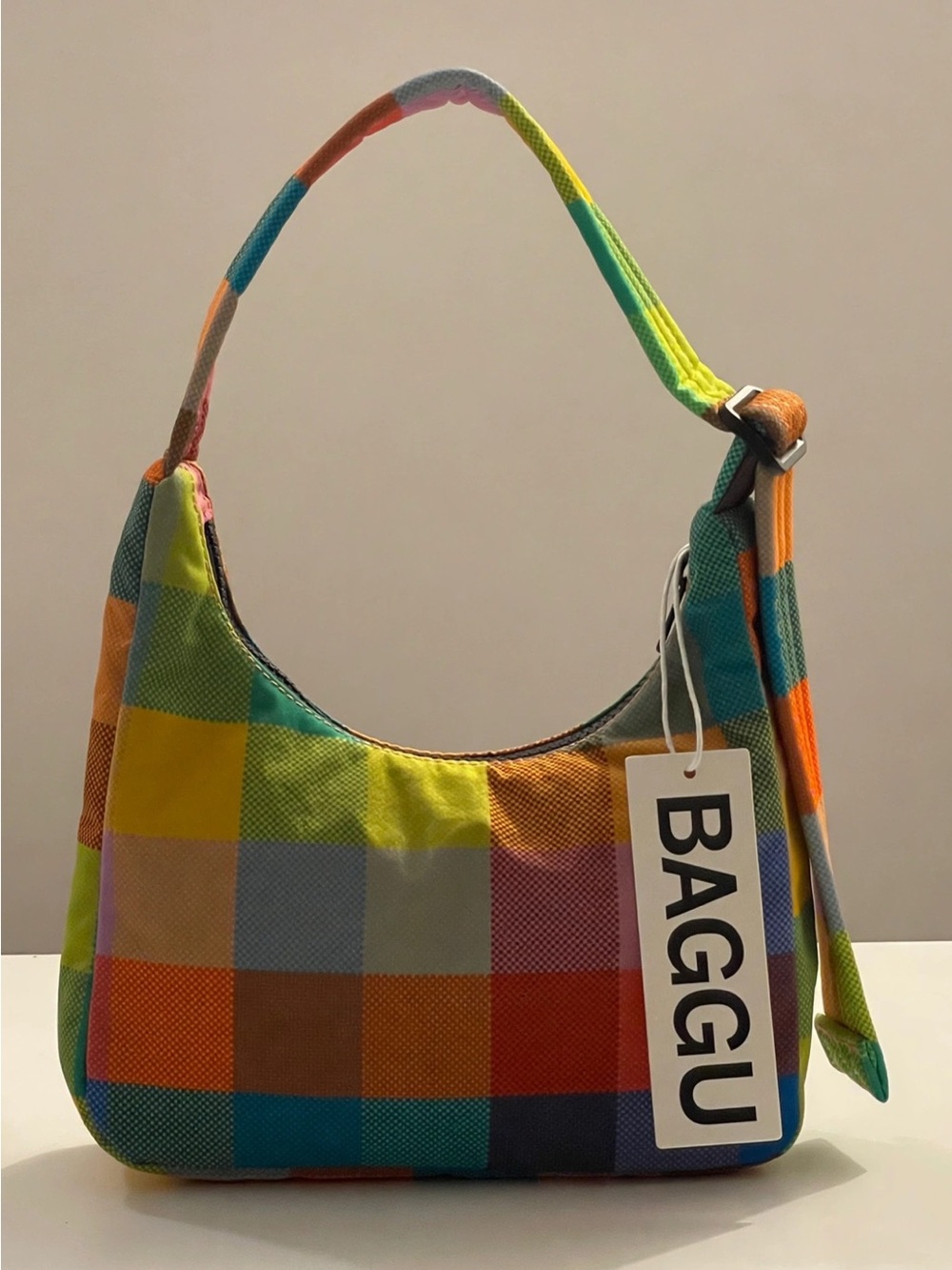 BAGGU Madras Mini Nylon Shoulder Bag